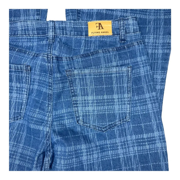 Flying Angel Gogo Plaid High Waist Flare Leg Jeans Sz: US 11/ EU 30 - Picture 4 of 8